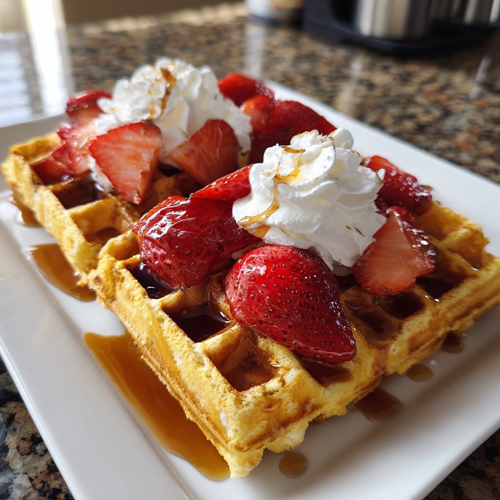 Valentine Breakfast Strawberry Waffles