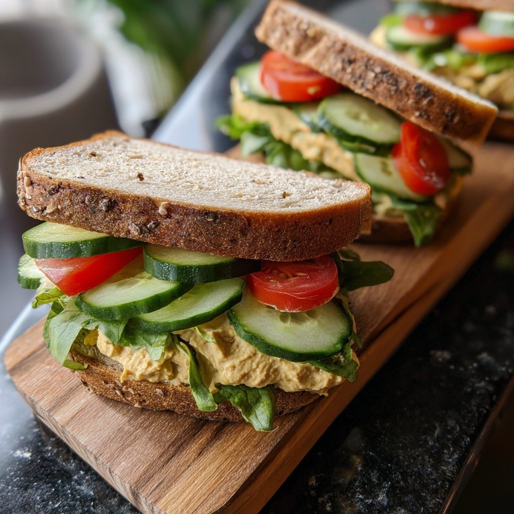 Healthy Lunch Hummus Veggie Sandwiches