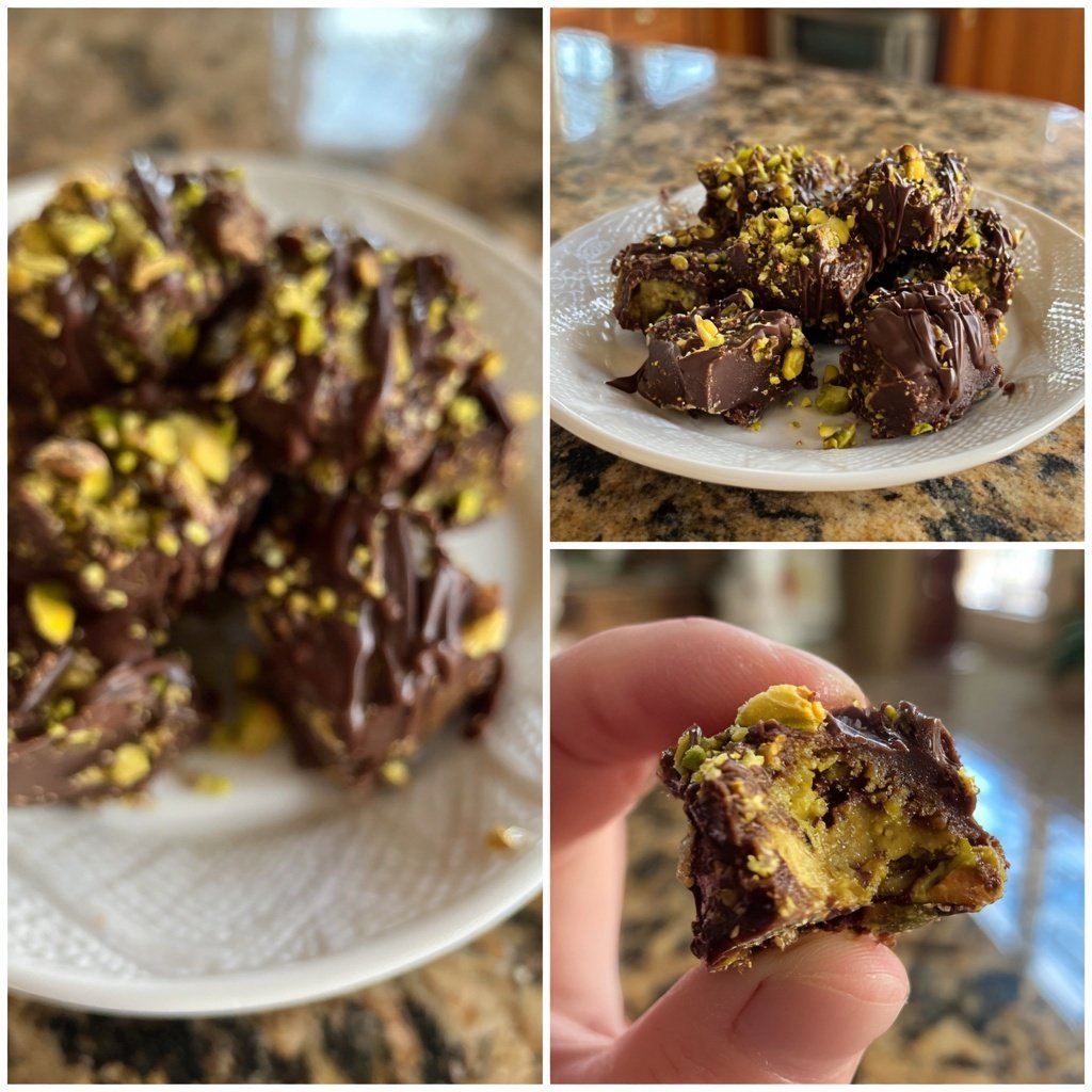 Chocolate Pistachio Fudge Bites