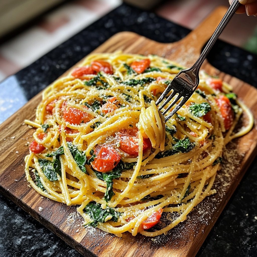 Delicious Spinach Tomato Pasta