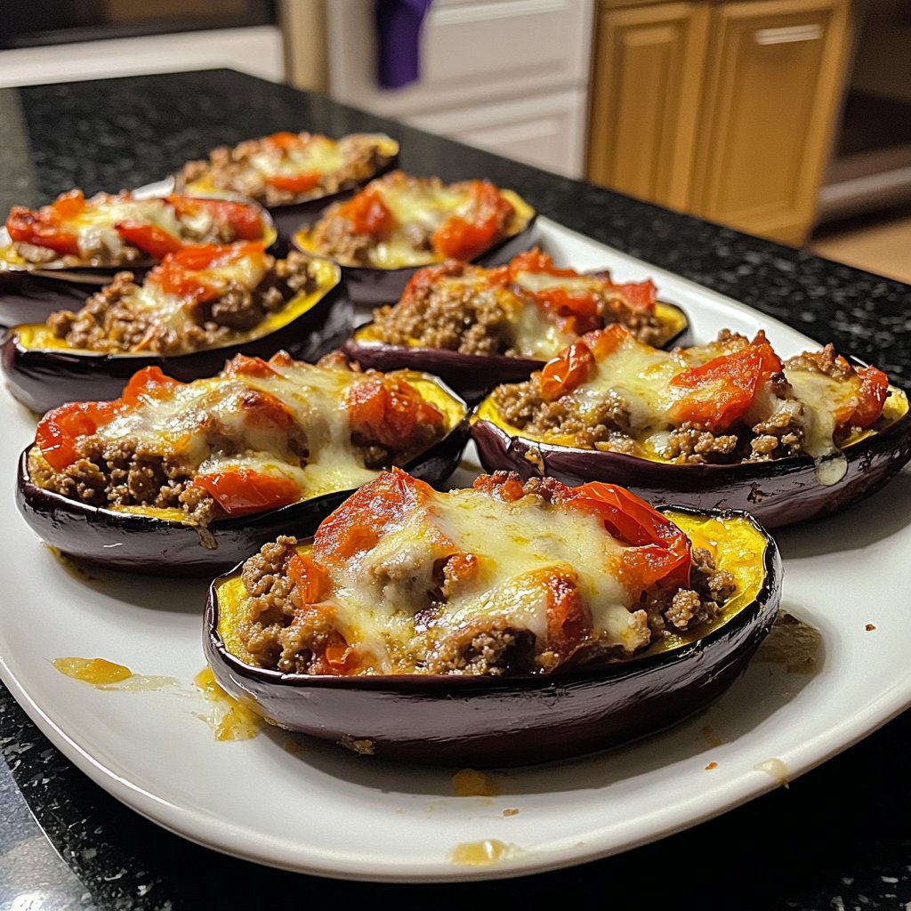 Ground Beef Stuffed Eggplant