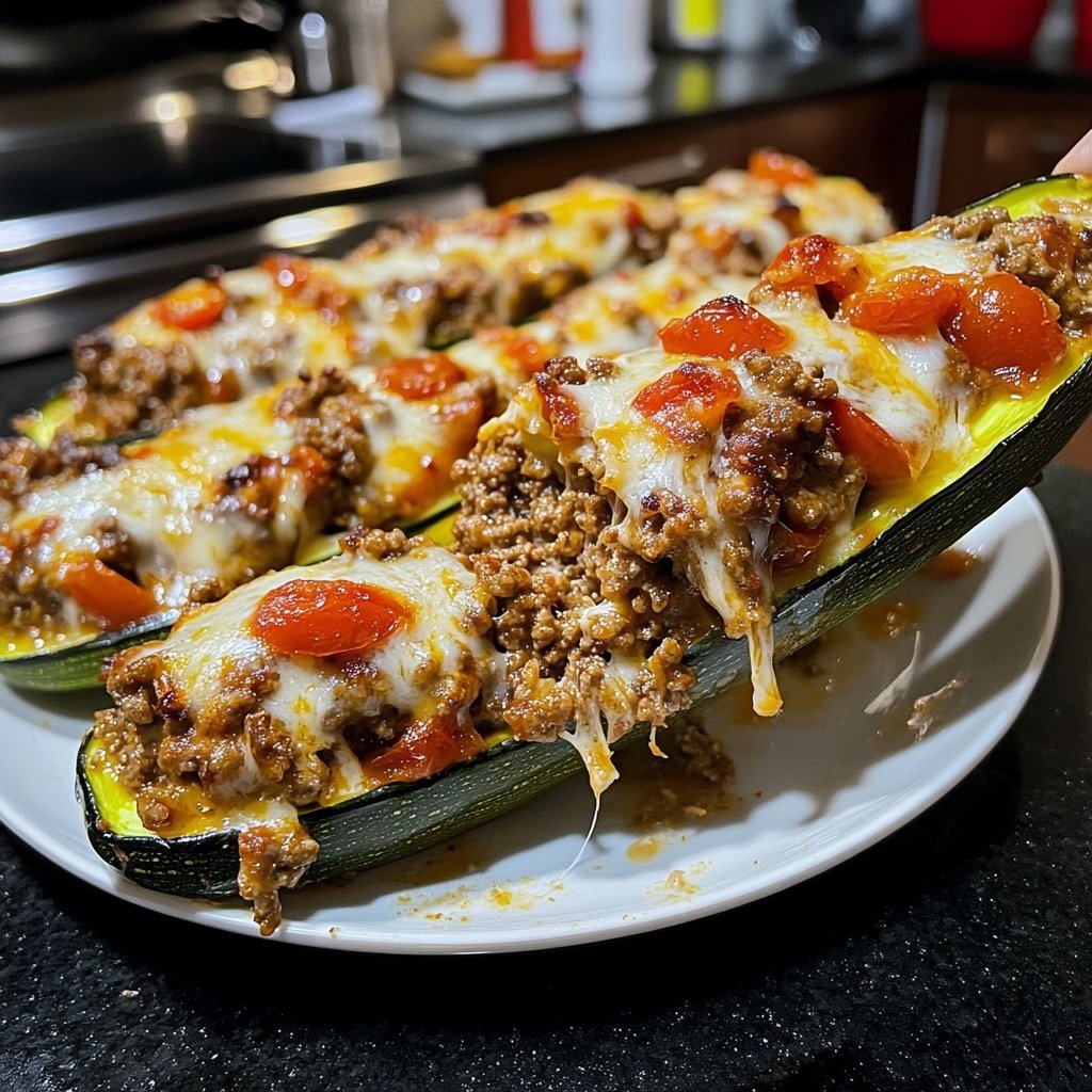 Ground Beef Stuffed Zucchini