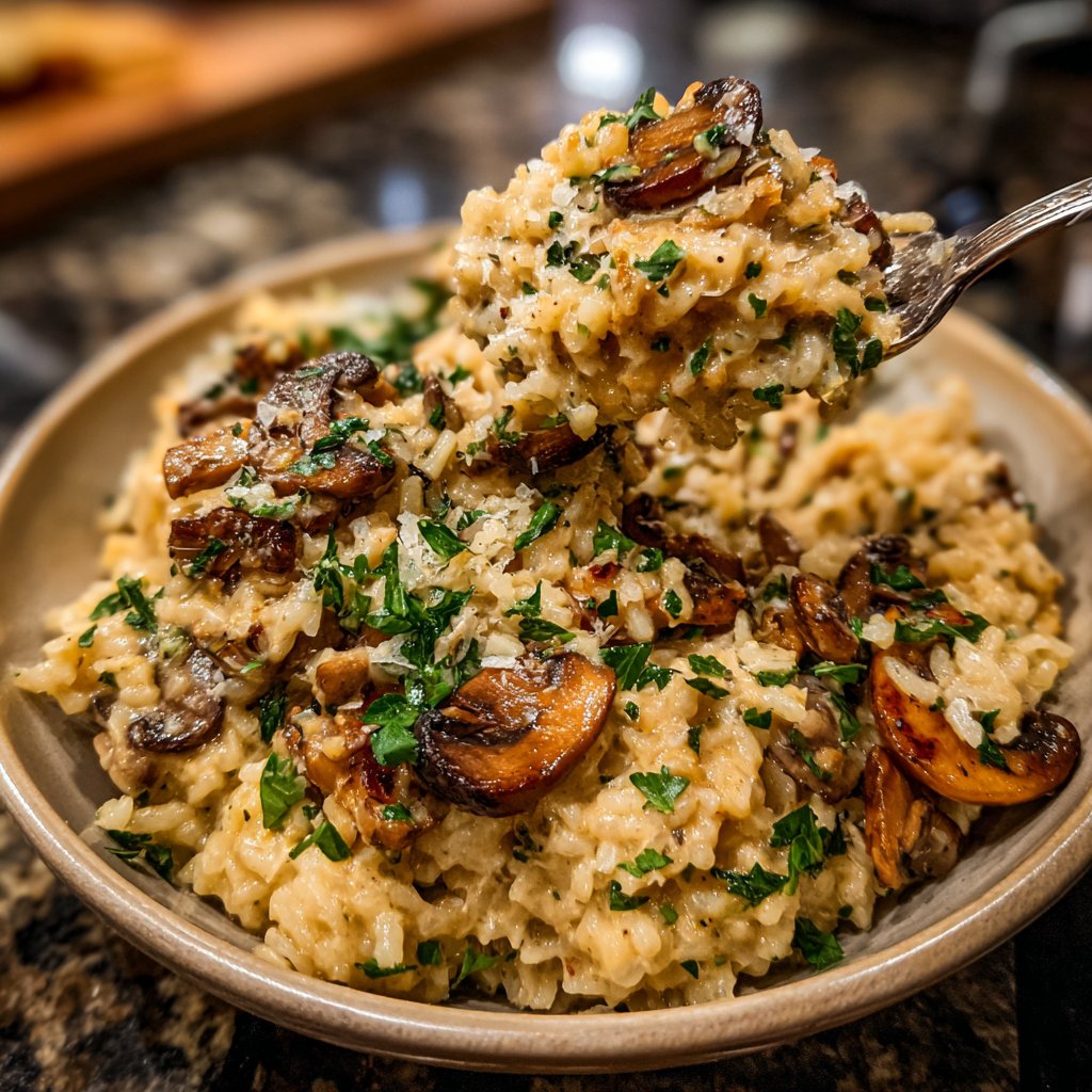 Creamy Mushroom Garlic Rice