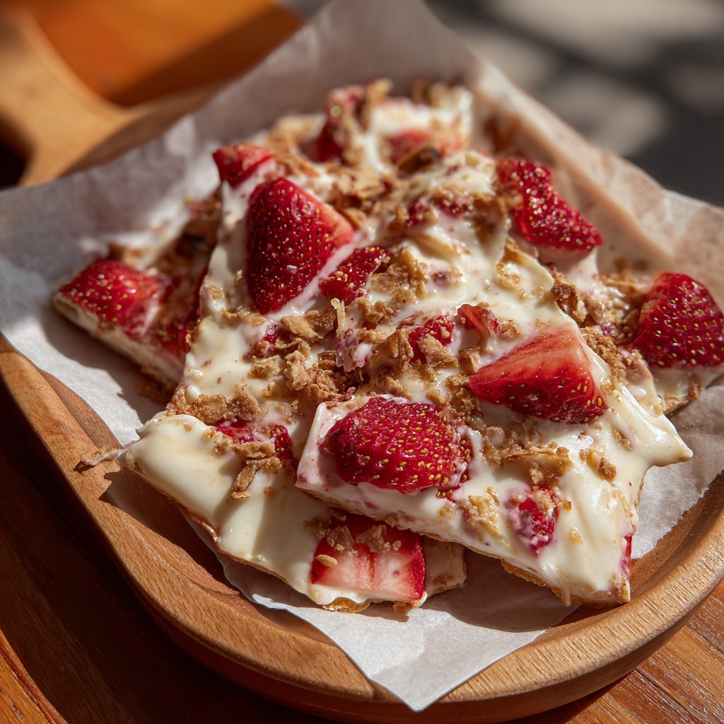 Valentines Snacks Strawberry Yogurt Bark