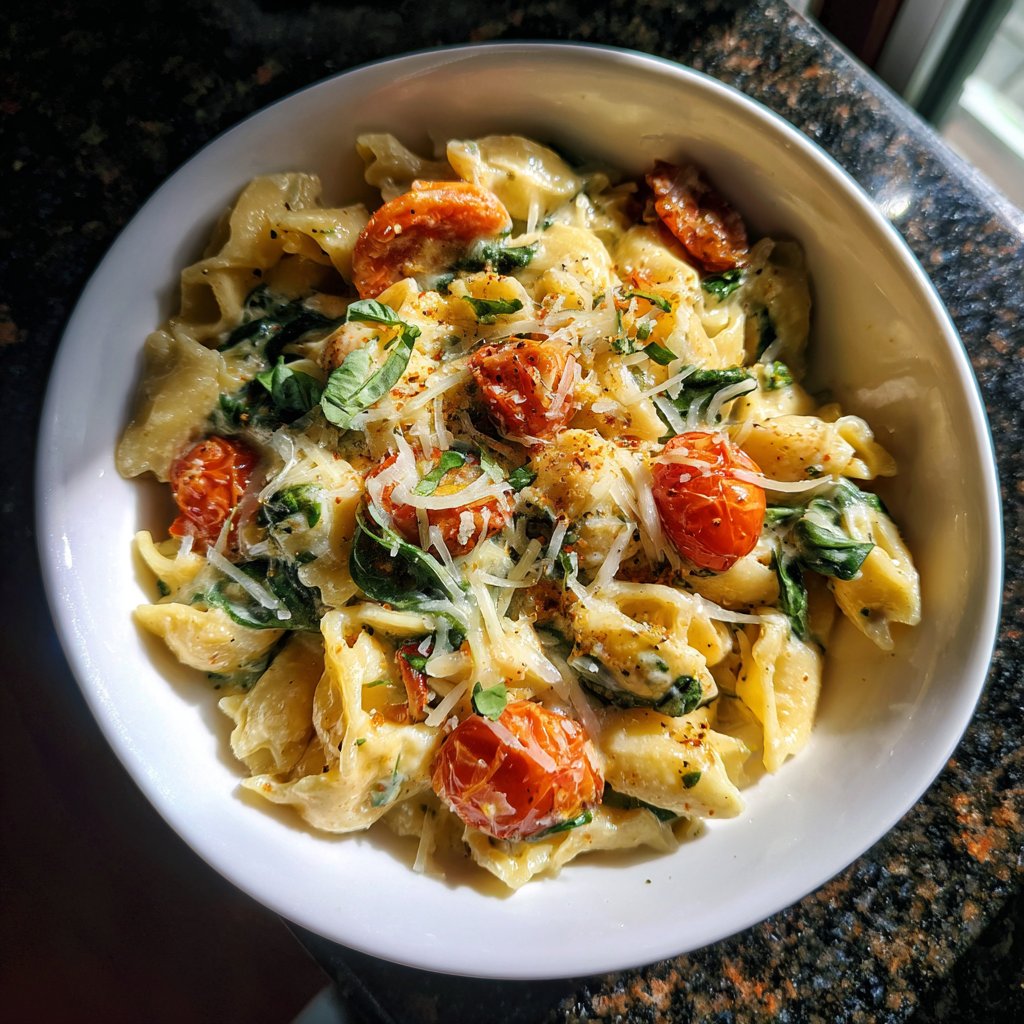 Creamy Spinach Tomato Pasta
