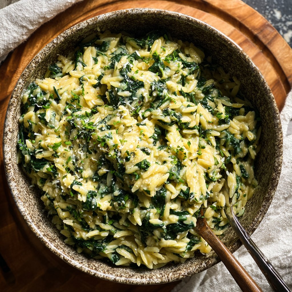 Creamy Spinach Parmesan Orzo