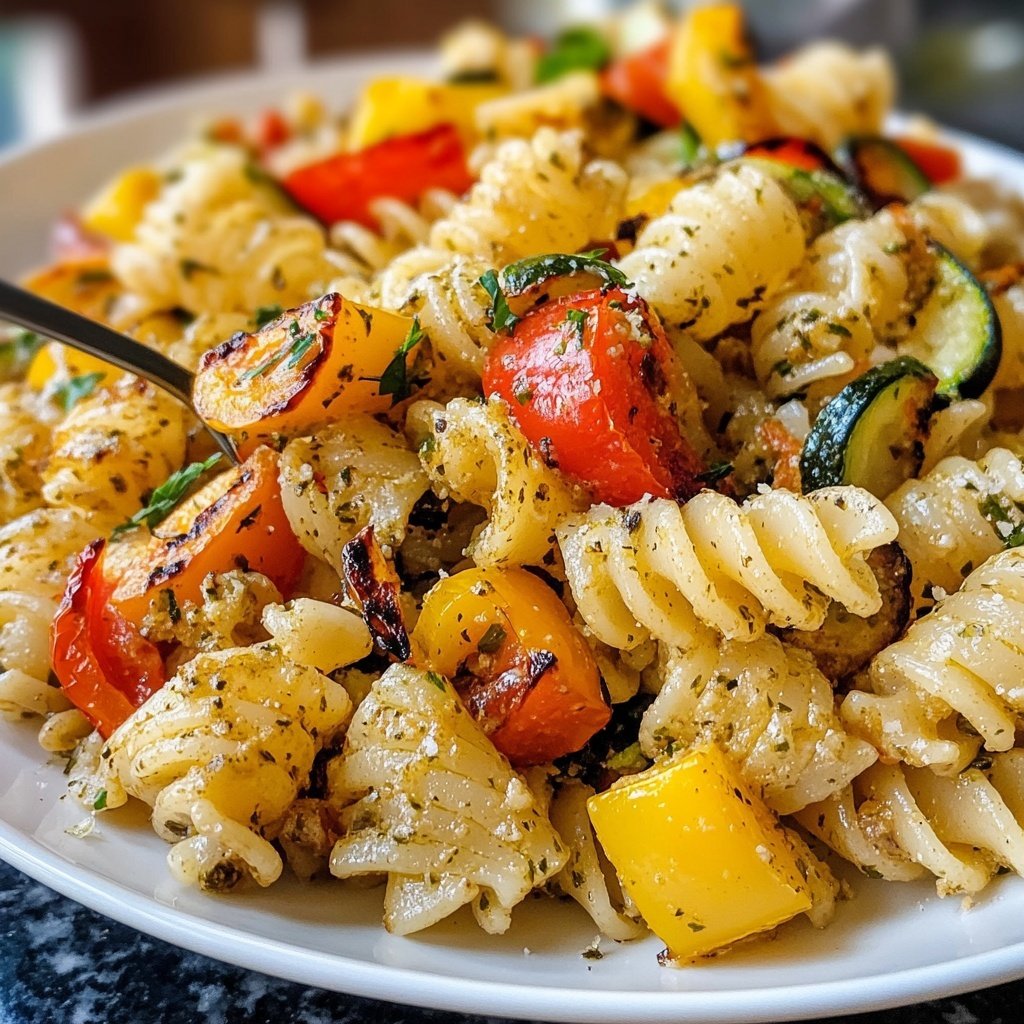 Healthy Lunch Roasted Vegetable Pasta Salad