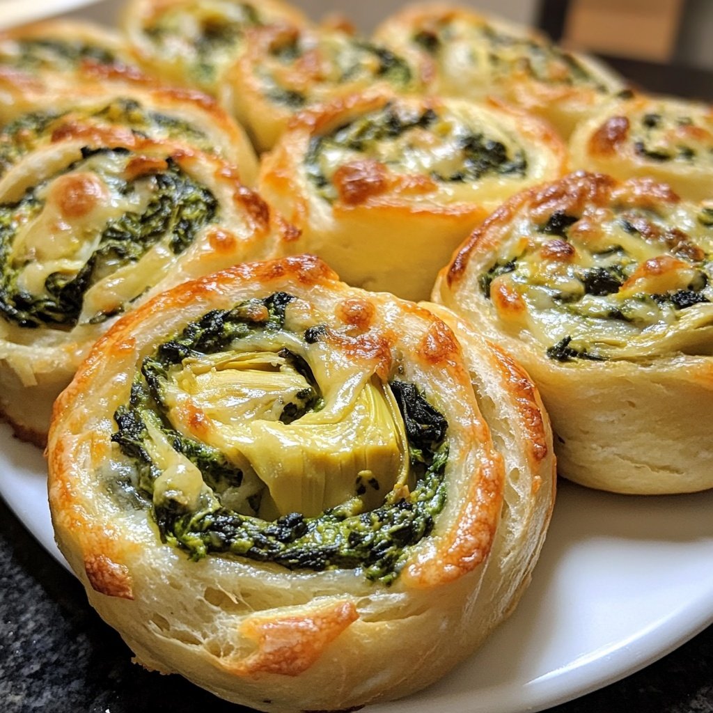 Cheesy Spinach and Artichoke Pinwheels