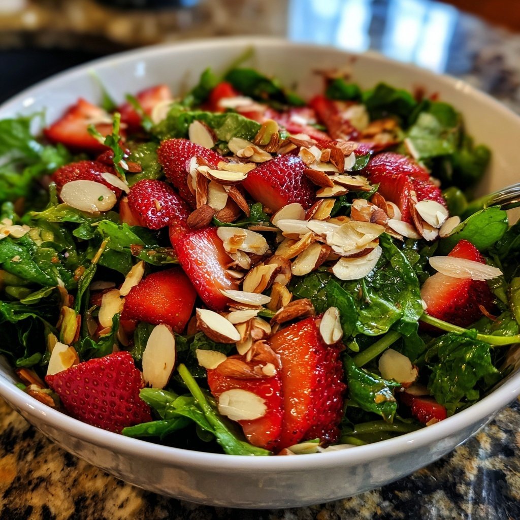 Strawberry Almond Spinach Salad
