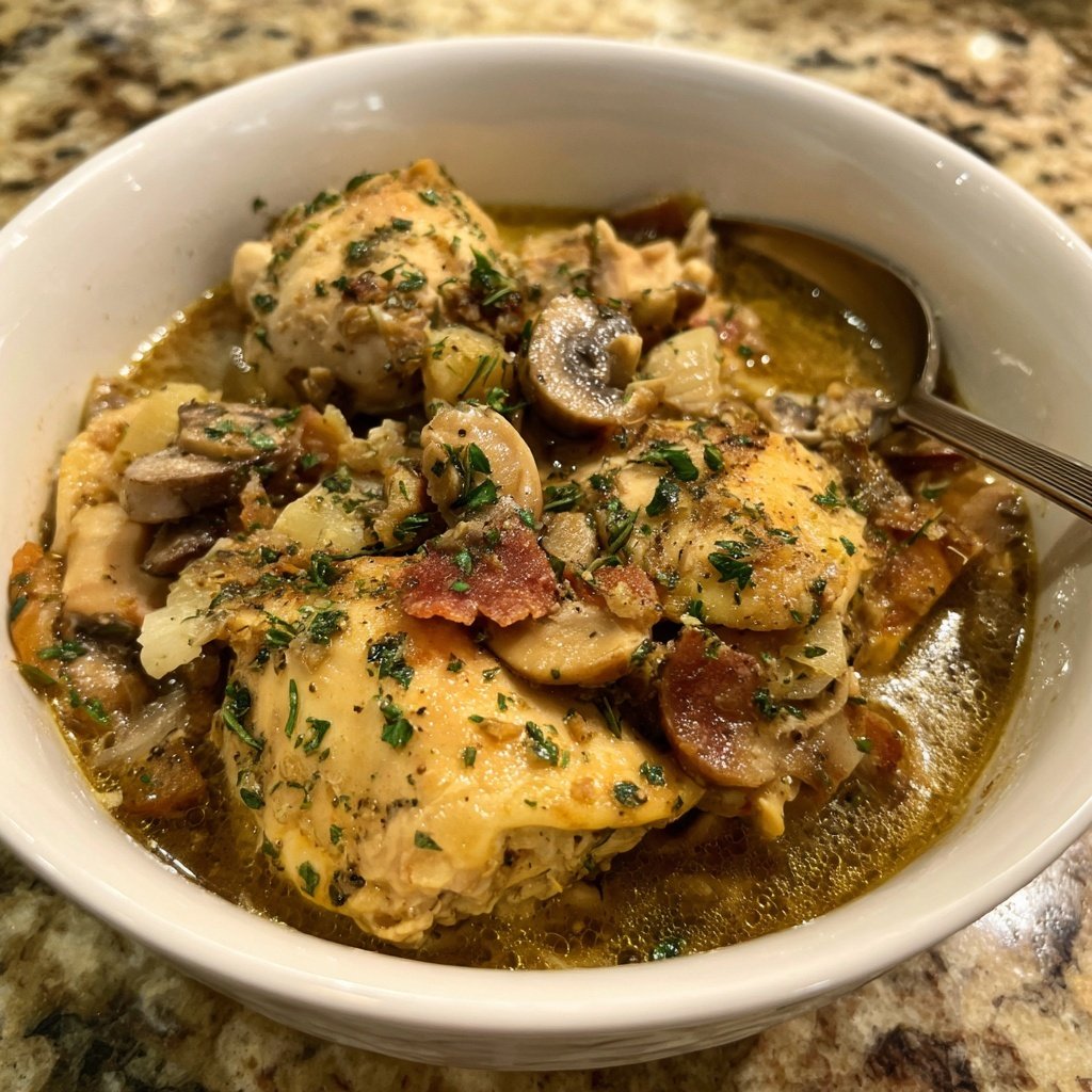 Healthy Crockpot Chicken with Mushrooms